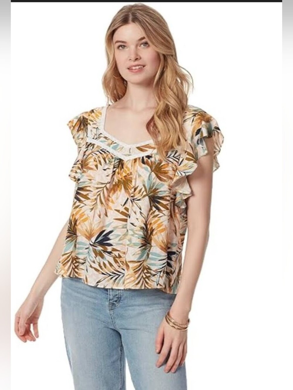 NWOT!Jessica Simpson Summer Resort Flutter Sleeve Sweetheart Women's Chic Top XS